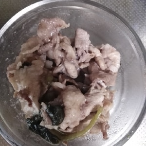 野沢菜と豚肉の醤油炒め
